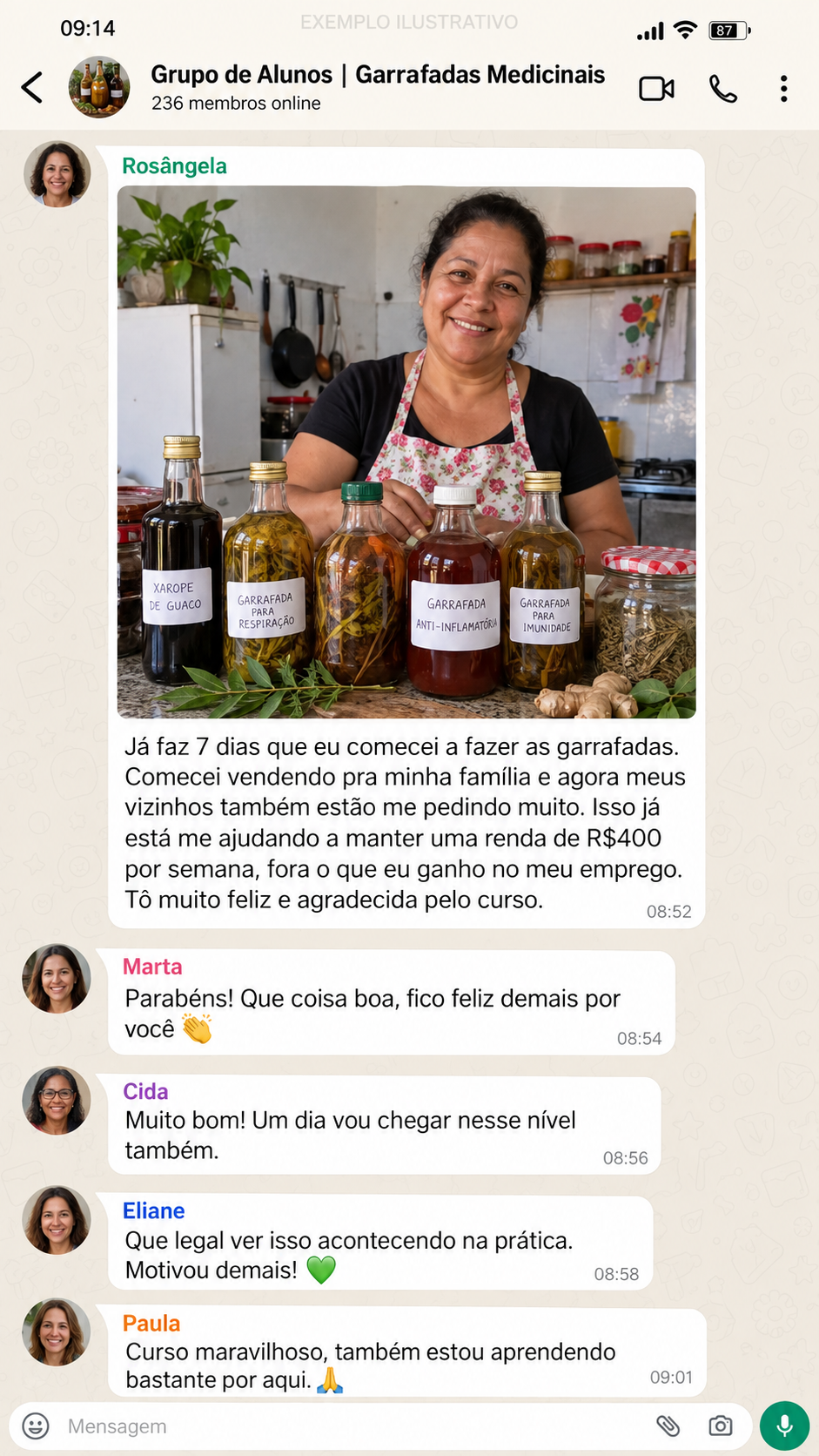 Depoimento de Rosângela, aluna do curso
