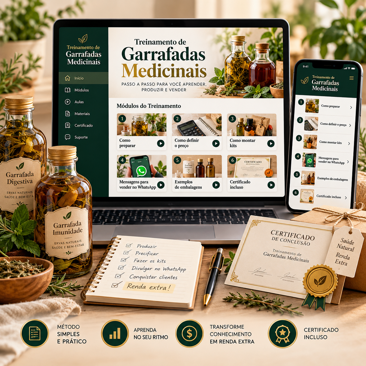 Treinamento de Garrafadas Medicinais no computador e no celular
